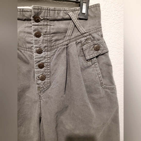 Palmetto's Vintage Super High Waist Button Fly Cargo Utility Pants Army Green - Picture 4 of 7